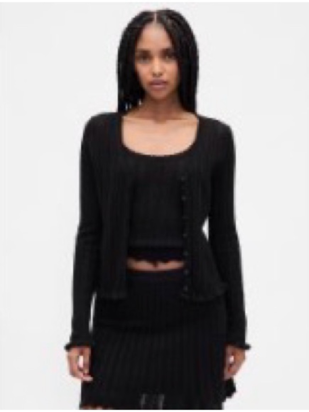 100% Cotton Black Pointelle Gap Cardigan Size XS